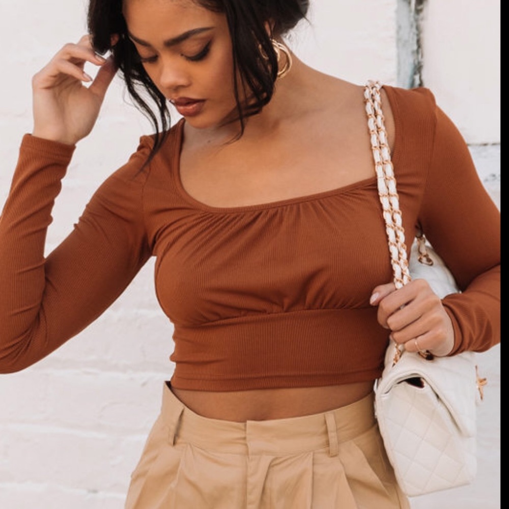 Better together cropped long sleeve scoop neck